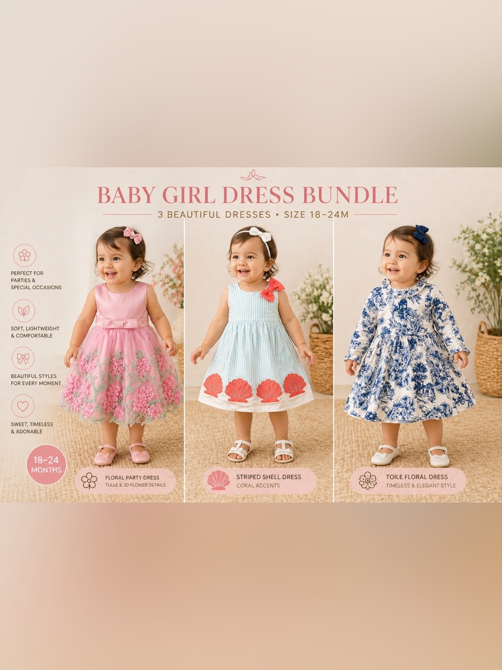 Gymboree Baby Girl Dress Bundle 18–24M Floral Party Easter Boutique Set